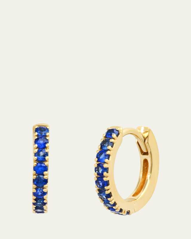 14K Yellow Gold Pave Small Huggie Earrings